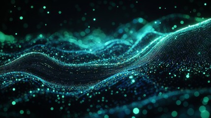 Obraz premium Abstract Glowing Particles in Motion - Digital Art