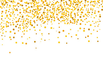 Gold glitter isolated on transparent background. Golden particles background for New Year designs,  holiday, party, invitation, birthday and wedding	