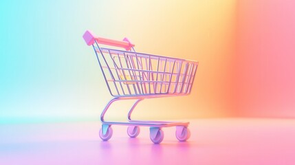 Colorful Shopping Cart on Gradient Background