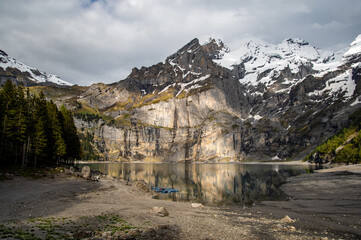 Beautiful landscapes in the Swiss Alps, Oeschinensee.