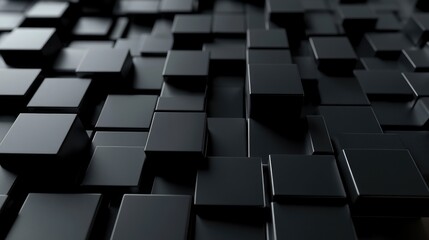 Abstract Networked Geometry. Futuristic High-Tech Dark Background with Cube Structure and Mosaic Texture. 3D Render