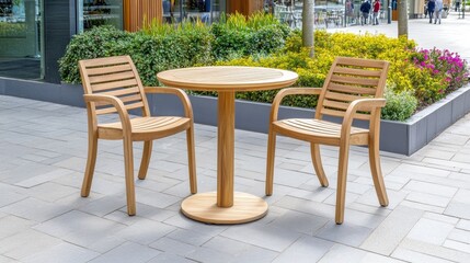Wooden Table and Chairs in Outdoor Setting