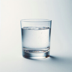 A simple geometric drinking half water glass filled to the top with water, half water glass