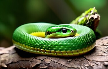 Fototapeta premium Green wood snake.