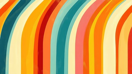 Obraz premium Spectacular Summer 70s Rainbow Stripes Seamless Pattern - Retrowave 80s Art Retro Background with Groovy 1970s Style Striped Arches and Geometric Abstract Illustration