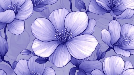 Seamless Purple Flower Print Background for Sketches