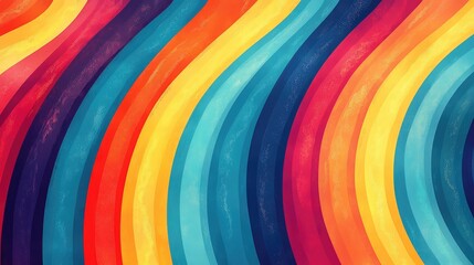 Obraz premium Spectacular Summer 70s Rainbow Stripes Seamless Pattern - Retrowave 80s Art Retro Background with Groovy 1970s Style Striped Arches and Geometric Abstract Illustration