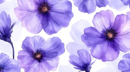 Seamless Purple Flower Print Background for Sketches