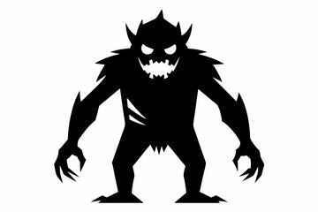 black and white of zombie monster with white background