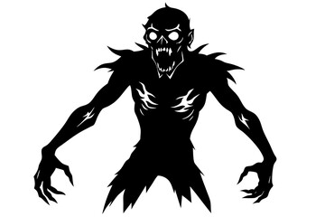 Fototapeta premium black and white of zombie monster with white background