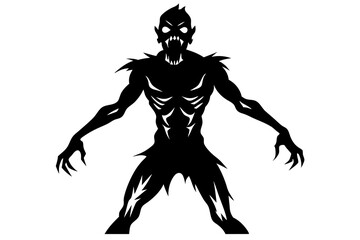 Fototapeta premium black and white of zombie monster with white background
