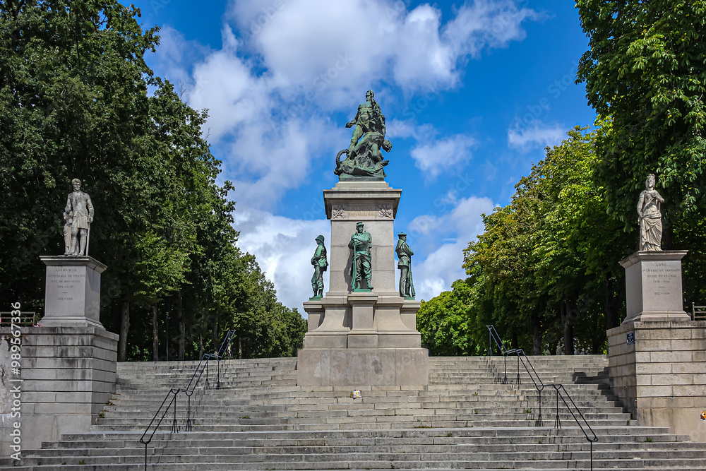 Sticker War Memorial (Memorial Guerre de 1870) in memory of the inhabitants of Nantes who gave their lives in the Franco-Prussian War (1870-1871). Nantes, Loire-Atlantique, France.