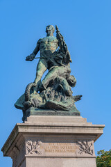 Obraz premium War Memorial (Memorial Guerre de 1870) in memory of the inhabitants of Nantes who gave their lives in the Franco-Prussian War (1870-1871). Nantes, Loire-Atlantique, France.