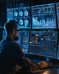 Back view of programmer monitoring data screens