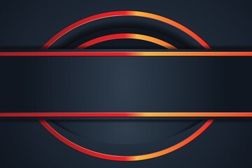 Abstract dark background with red and orange circle and stripe design.