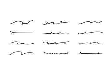 Hand drawn wavy line. Flat decorative vector design isolated illustration on white background.