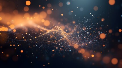 Fototapeta premium Cosmic Explosion of Shimmering Particles and Vibrant Energy Bursting Forth in a Mysterious Dark Universe