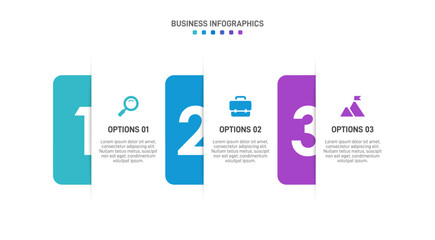 Horizontal progress bar featuring 3 arrow-shaped elements, symbolizing three six stages of business strategy and progression. Clean timeline infographic design template. Vector for presentation