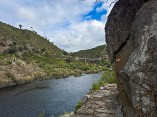 Scenic view of the Tagus River (Rio Tejo) near the village of Amieira do Tejo, in Alentejo, Portugal.