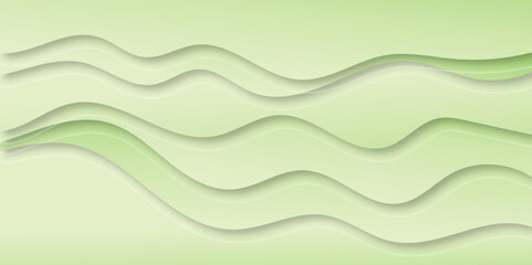 Abstract gradient modern wave green smooth  curve line and shadow texture background. Design for text or web massage, banner, card, flyer, wallpaper poster design. Vector illustration. 