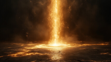 A 3D render of a realistic chakra. The chakra is spinning, emitting a bright light. It is against a dark magic background