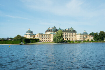 Fototapeta premium View of Drottningholm palace aproaching by ship. Stockholm, Sweden