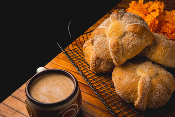 Photographs of the bread of the dead in the festivities of the day of the dead in Mexico