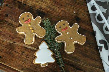 Two Cookies on Wooden Table