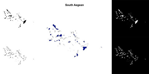 Fototapeta premium South Aegean outline map