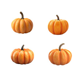 Obraz premium Isolated set of selected pumpkins. PNG clipart for halloween cards, thanksgiving, decoration and sticker printing