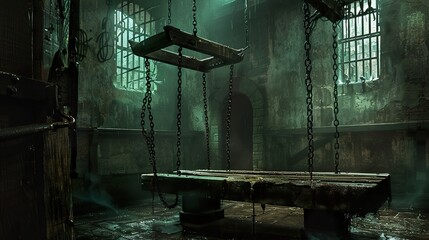 Dark and Gloomy Dungeon Interior with Chains