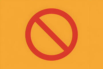 Red Prohibition Symbol on Yellow Background
