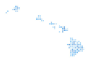 Hawaii Dot Map. Island Digital Style Shape. Hawaii vector image. Island shape with blue circular dots. Awesome vector illustration.