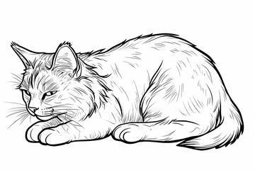 Obraz premium Adorable cat coloring page for children, perfect for creative stock illustrations.