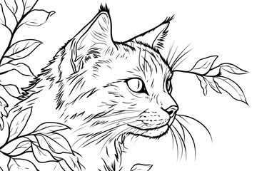 Obraz premium Adorable cat coloring page for children, perfect for creative stock illustrations.