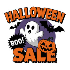 retro style halloween sale inscription