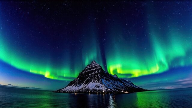 Aurora borealis over Hamnoy