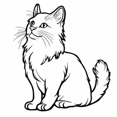 Obraz premium Adorable cat coloring page for children, perfect for creative stock illustrations.
