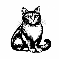 Obraz premium Adorable cat coloring page for children, perfect for creative stock illustrations.
