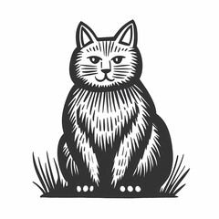Obraz premium Adorable cat coloring page for children, perfect for creative stock illustrations.
