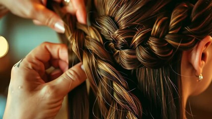Creating a beautiful braided hairstyle with close-up shots