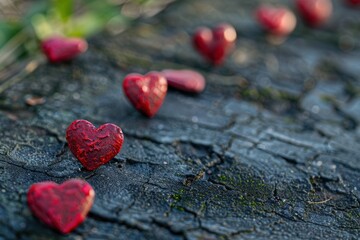 Fototapeta premium A large collection of hearts in various sizes and colors, generative ai image