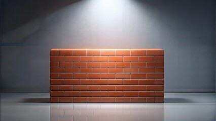 Bricks wall illuminated by spotlight on a gray background
