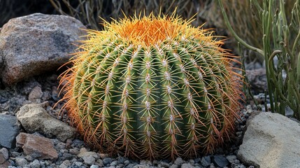 Echinocactus grusonii, also known as the Golden barrel cactus, is a widely used decorative cactus in gardens. 