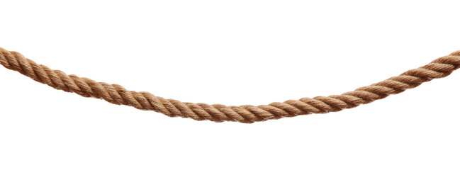 One brown braided rope isolated on white