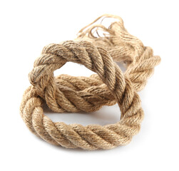 Hemp rope isolated on white. Organic material
