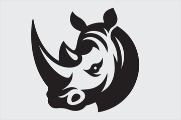 Rhino head  icon vector silhouette.