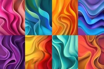 Obraz premium A collection of four different colored backgrounds with white text overlay