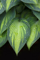 Obraz premium Closeup of foliage of Plantain lily (Hosta 'June')