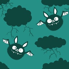 Halloween animals seamless bats vampire pattern for wrapping paper and fabrics